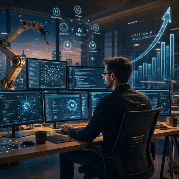 A visual roadmap illustrating the agentic AI career path from beginner to $150K AI engineer in 2026, featuring icons for Python, LLMs, and autonomous agents