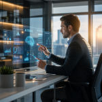 Business professional evaluating AI tools on a laptop, representing how to choose the right AI tools for your business