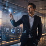 Business professional using AI tools on a laptop to drive business growth and strategy