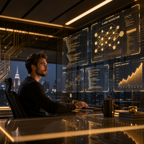 Futuristic dashboard displaying Agentic AI Engineer salary ranges by experience level and location for 2027, highlighting high earning potential in AI agent careers