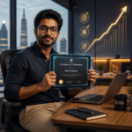 A professional reviewing a Google Career Certificate on a laptop, representing employer recognition and hiring value of Google Career Certificates in today's job market